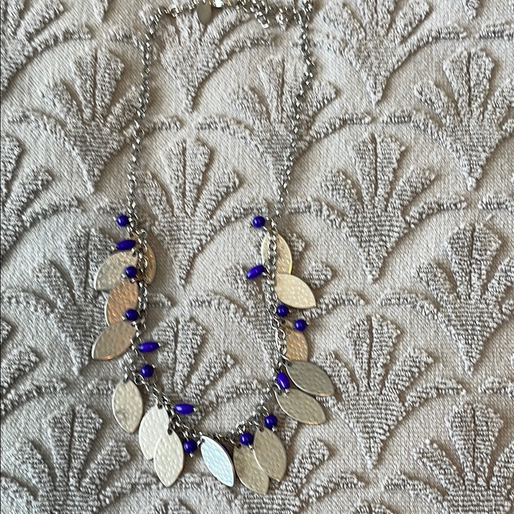 Lia Sophia Silver and Blue Leaf Necklace